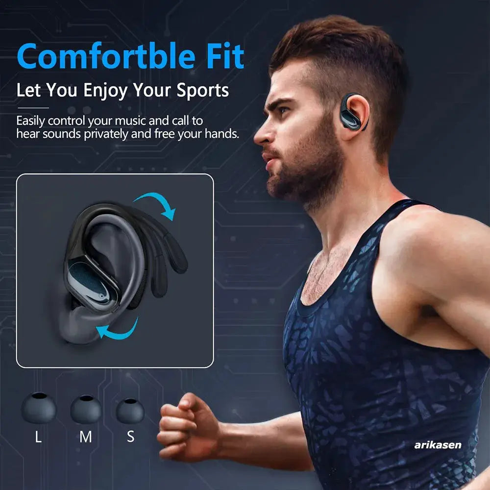 Wireless Earbuds Simples Market, black sport Bluetooth 5.3 headphones with mic