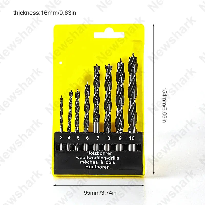 8 Piece Titanium Coated Woodworking Twist Drill Bit Set 3mm To 10mm For Wood And Metal