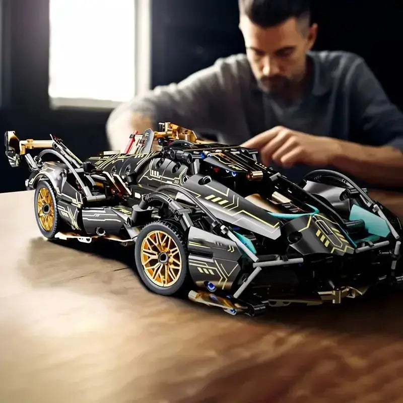 1690 Pieces Green Racing Building Block Set With ABS Materials Manual Assembly V12 Sports Car For Home Office Decor
