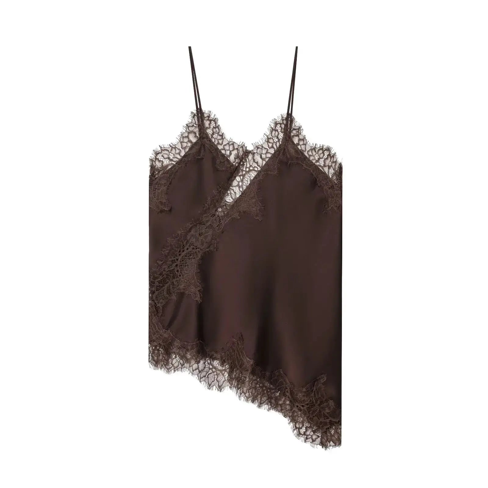 Sexy Women Asymmetrical Lace Slip Tops Backless Sleeveless Off Shoulder Beachwear With Elegant Lace