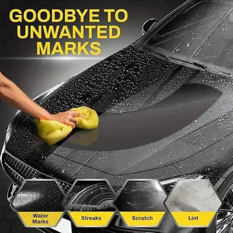 Car towel by Simples Market, yellow PVA wash cloth; quick-dry, ultra-absorbent and scratch-free for auto maintenance