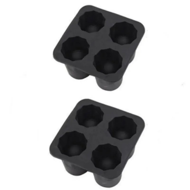 Simples Market silicone four-hole ice cube mold, black, square tray for round whiskey ice cubes
