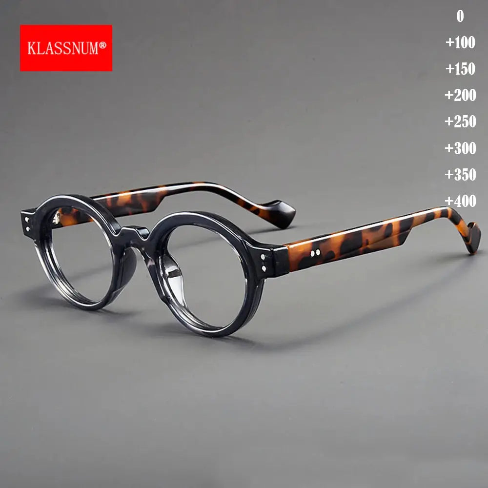 Klassnum Vintage Reading Glasses For Men Small Round Magnifying Lens With Multi Diopter Presbyopia Options 0 To 4.0