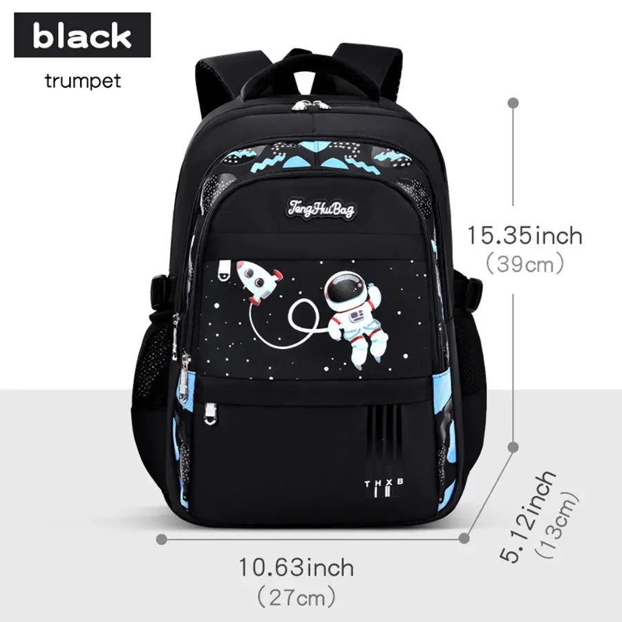 Backpack: black TangHuiBag astronaut-themed school backpack with laptop compartment, waterproof for boys