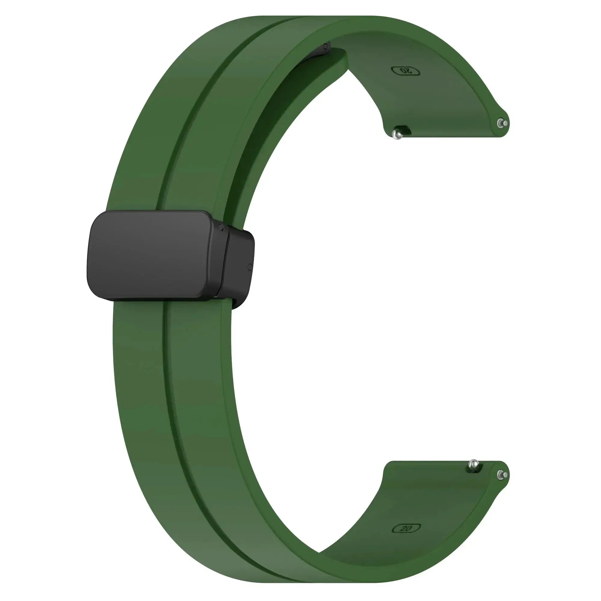 Simples Market green silicone watch strap with magnetic buckle, 20/22mm, for Samsung Galaxy Watch and Huawei GT