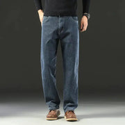 Simples Market men's blue baggy denim jeans, straight wide-leg fit for casual wear