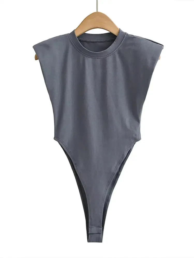 NovaForm Women Bodysuit With Padded Shoulders High Stretch Polyester Elastane Blend Sleeveless Slim Bodycon