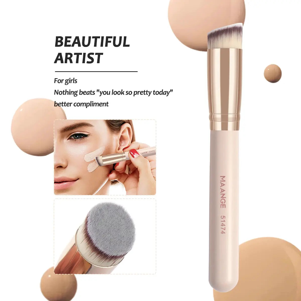 Maange 7 Piece Makeup Brush Set for Foundation Powder Concealer Blush with Soft Synthetic Bristles