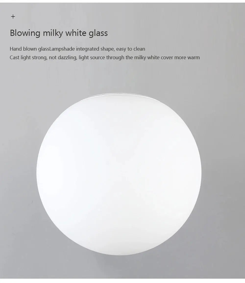 LED ceiling light by Simples Market, glass white ball lampshade, minimalist indoor lighting