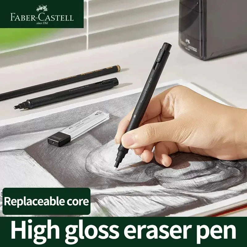 Faber-Castell eraser pen, black high-gloss finish with replaceable core