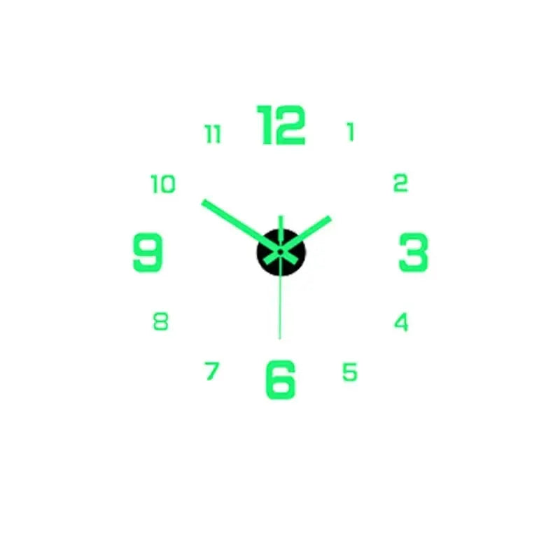 EW Creative Simple Luminous Digital Clock European Style Silent Wall Clock DIY Wall Sticker For Study And Living Room