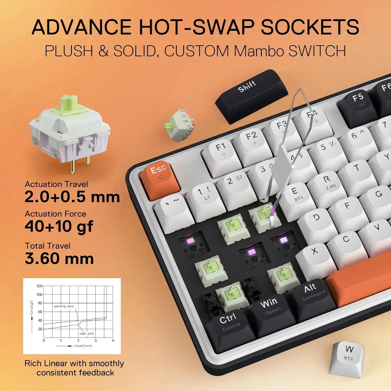 Redragon K689 PRO wireless gasket RGB gaming keyboard, 108-key mechanical with hot-swappable switches
