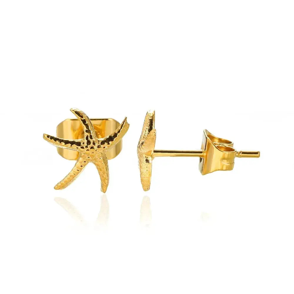 Vintage Summer Starfish Shell Stud Earrings Stainless Steel For Women Ocean Party Jewelry Gift 2025