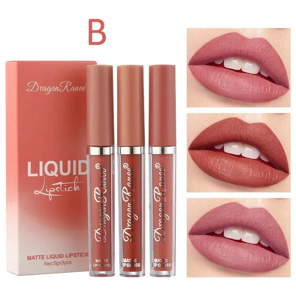 Korean Beauty 3 Piece Liquid Lipstick Set Long Lasting Matte Waterproof Formula Collection