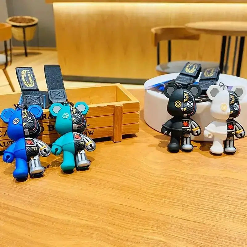 Cute Mechanical Bear Keychain with Durable Plastic Body and Lead Tin Alloy Clasp for Keys and Bags