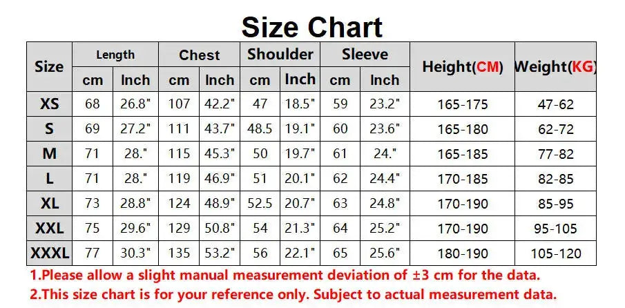 Size chart for Simples Market fleece hooded jacket; XS–XXXL with cm/in measurements and height/weight guidelines.