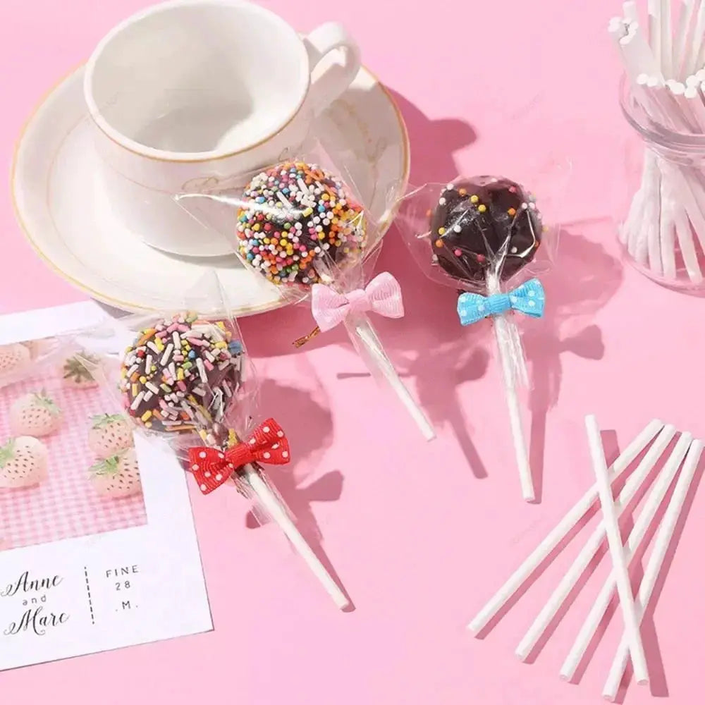 White Paper Lollipop Sticks Solid Core 20 To 1500 Pcs For Cake Pops Party Desserts Candy Making