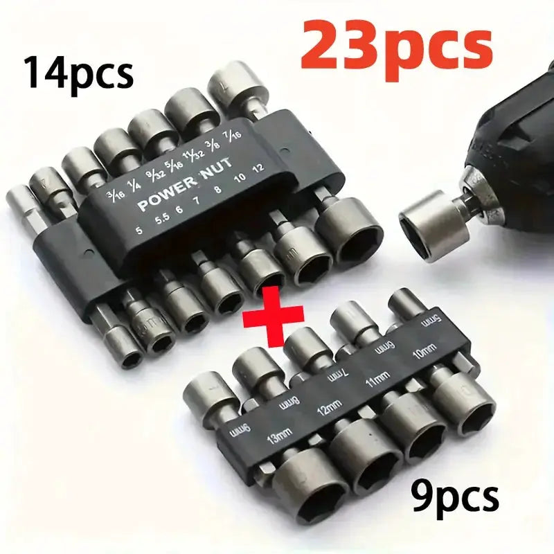 Slade 9 14 23 Piece Hex Socket Sleeve Nut Driver Set 5mm To 13mm Chromium Vanadium Steel