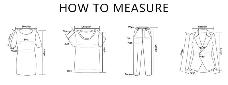 Simples Market Tossy clothing size guide with how-to-measure diagrams for bust waist and hips