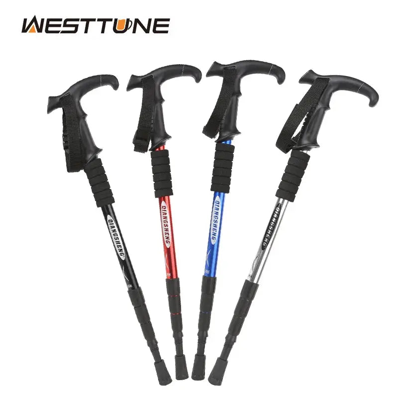 Outdoor Folding Trekking Pole 4 Section Portable Telescopic Hiking Stick Lightweight For Camping And Climbing