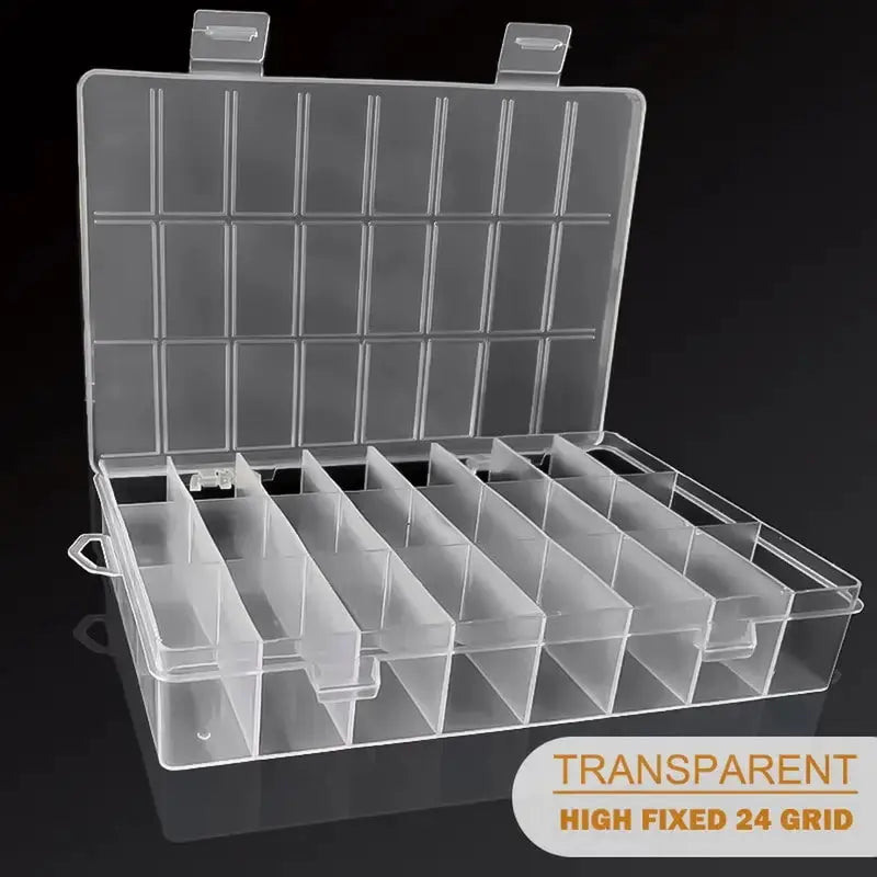Clear 24 Compartment Plastic Storage Box Organizer For Craft Supplies Beads Jewelry And Small Items