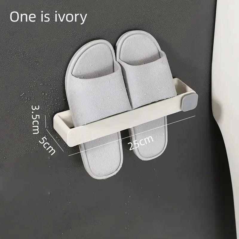 Macarone Bathroom Slipper Shelf Wall Mounted One Piece Shoe Rack Space Saving No Drilling