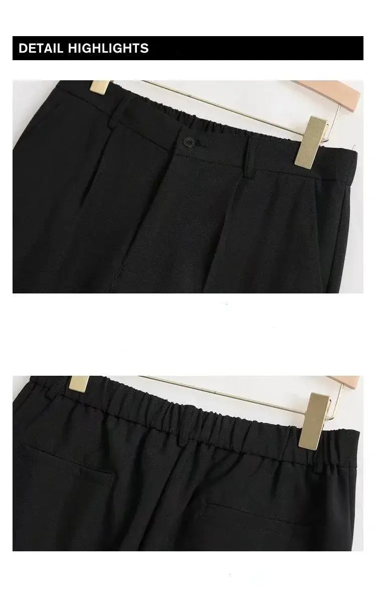 Men's straight baggy casual pants by Simples Market, black with elastic back waistband