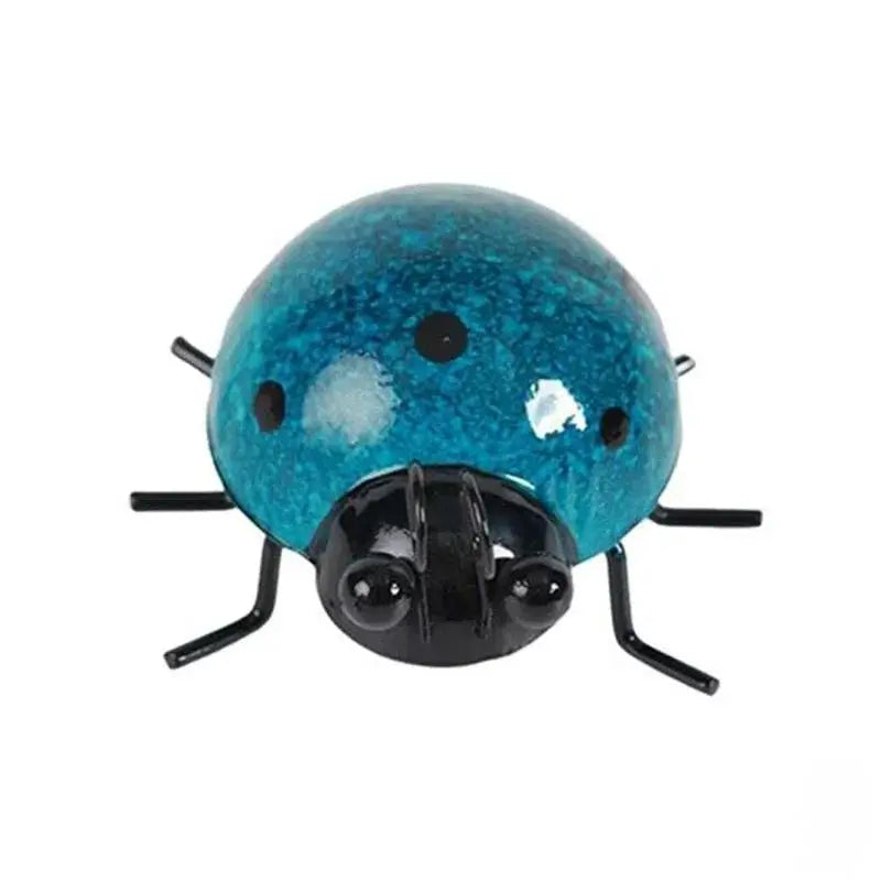 Mini Metal Ladybug Fence Hanger Wall Hanging Ornament For Outdoor Garden Decor Hand Painted Rust Resistant
