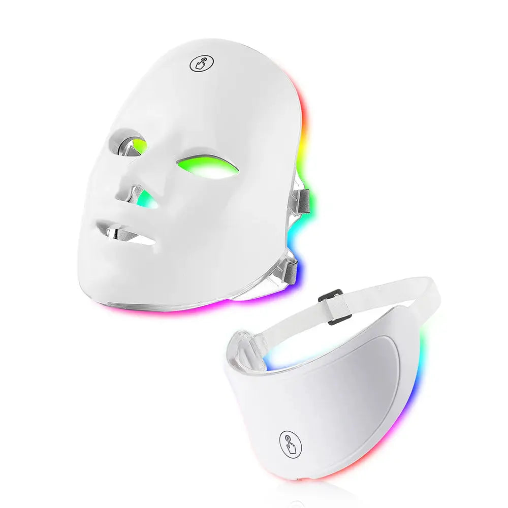 Led Facial And Neck Mask With Seven Color Light Therapy For Skin Care