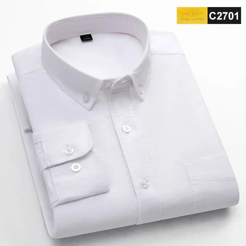 Simples Market white 100% cotton Oxford long-sleeve shirt with single pocket