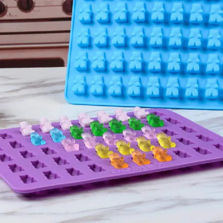 50 Cell Gummy Bear Silicone Mold With Dropper Candy Chocolate Fudge Ice Cubes Pastry Baking