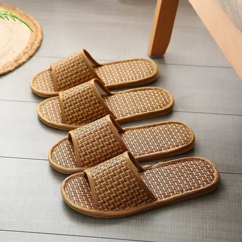 NatureWalk Bamboo Woven Rattan Grass Slippers Breathable Indoor Comfort For Spring And Summer