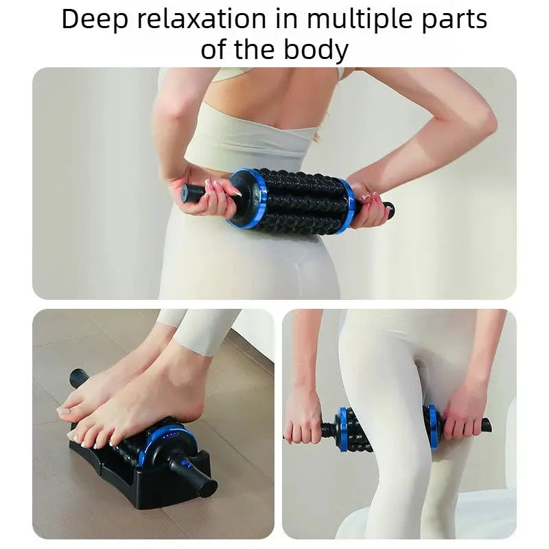 Rechargeable rolling massager with 72 massage points, Simples Market handheld base in blue for foot, back and legs