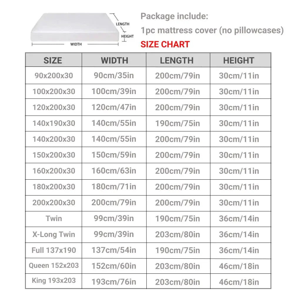 Waterproof mattress protector with zipper by Simples Market; breathable antibacterial anti-mite cover Queen/King