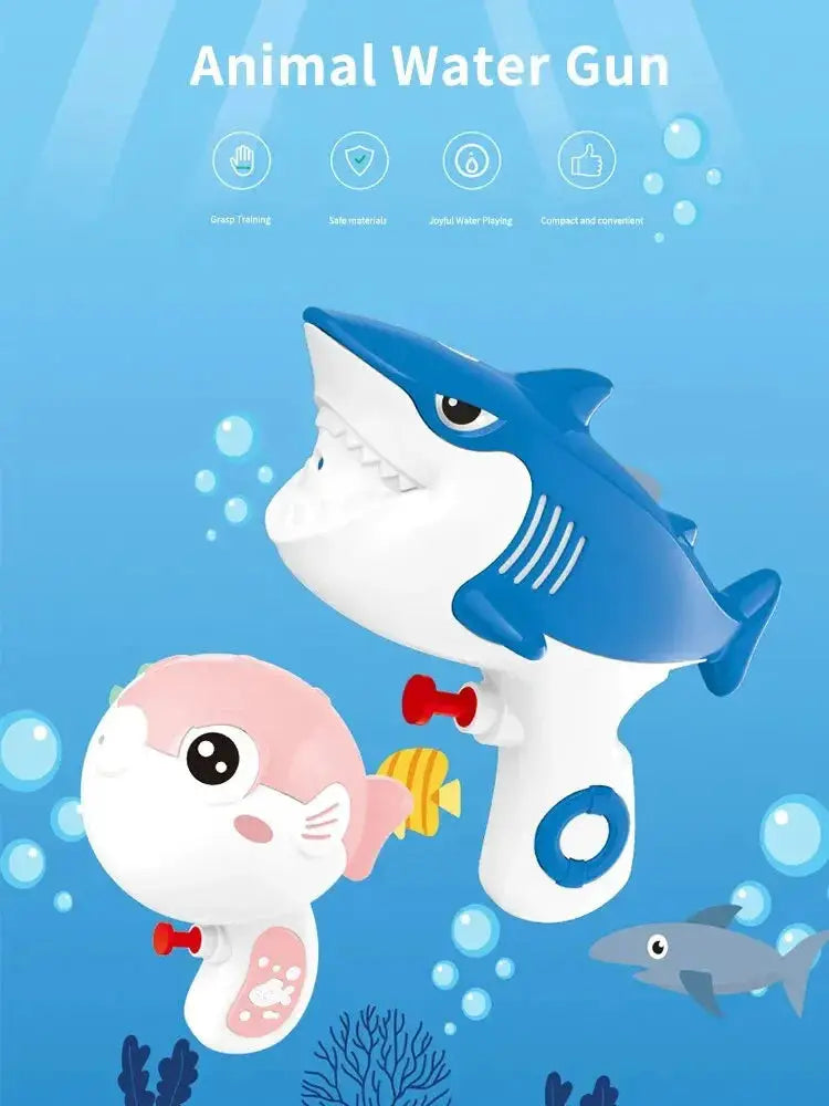 Kids Water Gun Toy Puffer Fish Shark Design Summer Beach Games Outdoor Water Toys for Children Birthday Presents