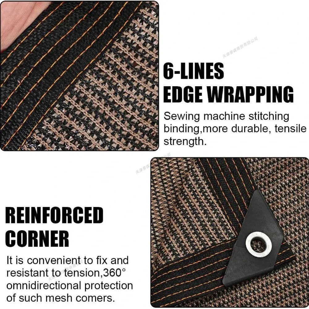 Garden shade cloth with grommets; 6-lines edge wrapping with reinforced corners