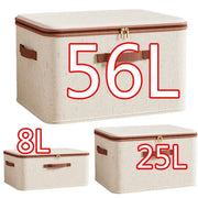 Large Heavy Duty Hard Shell Storage Box Organizer With Lid Cotton Linen Exterior For Clothes Toys And Blankets
