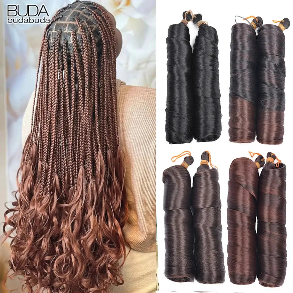 French Curls Braiding Hair 24in synthetic spiral curls extensions by Simples Market; six color bundles, BUDA logo