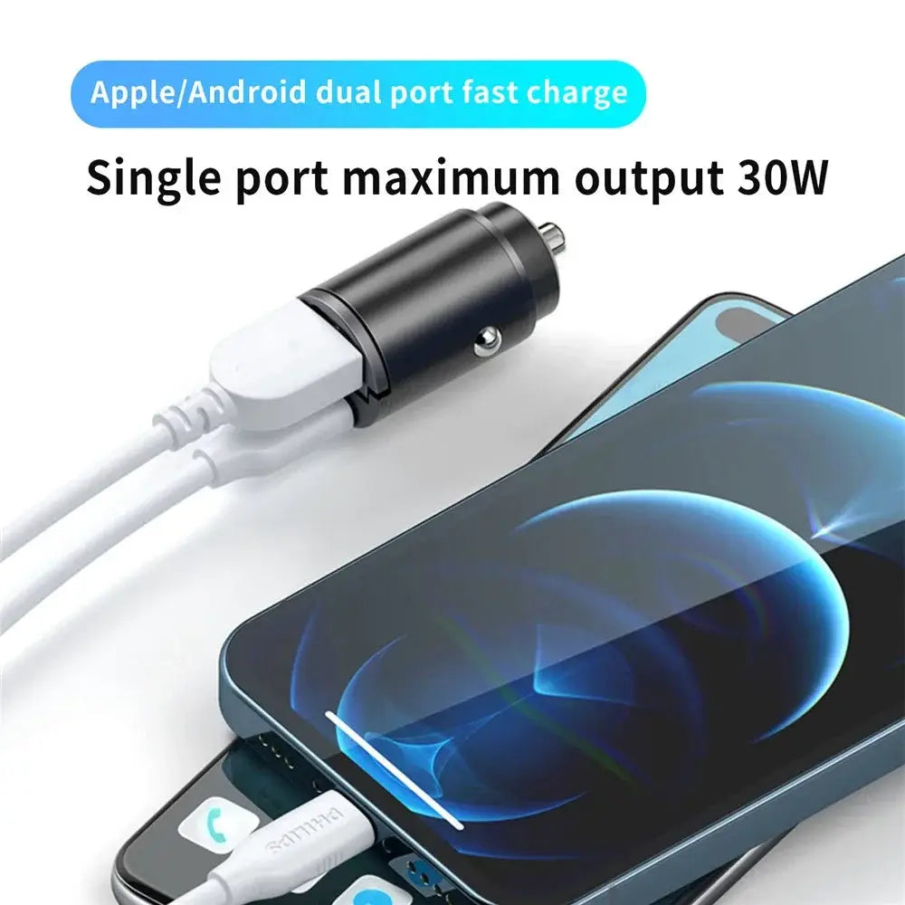 Mini 200W PD QC Pull Ring USB C Car Charger Fast Charging For iPhone 13 And 12 Xiaomi Samsung Huawei