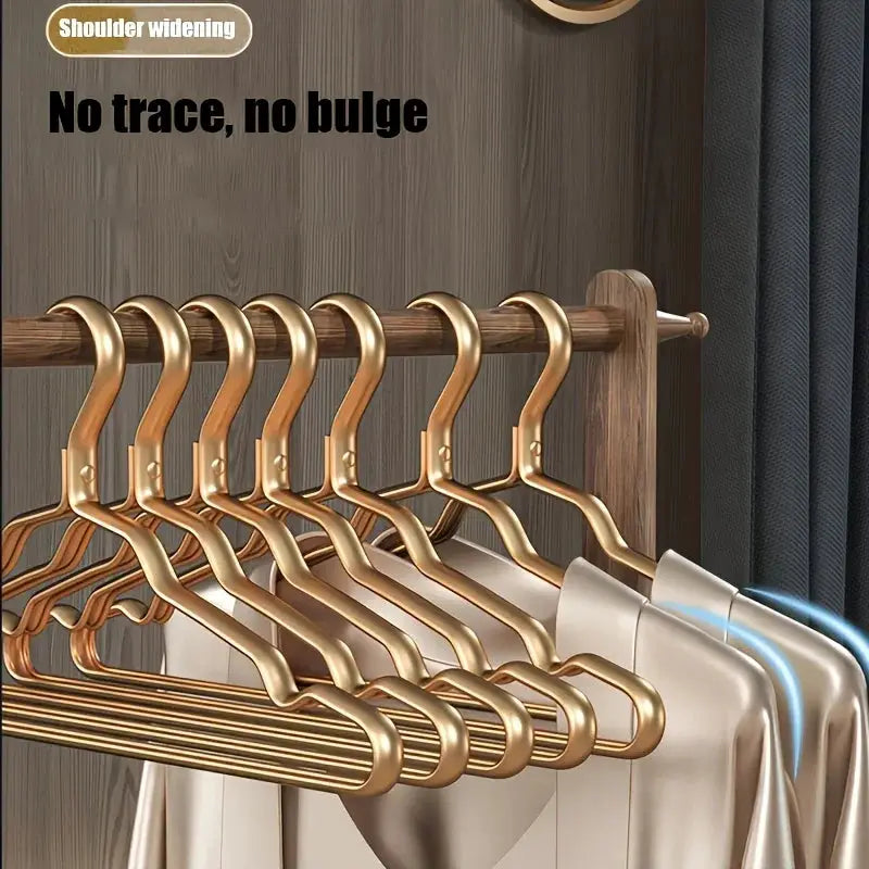 Simples Market golden aluminum alloy clothing hangers, 5/10pcs set, durable garment organizers
