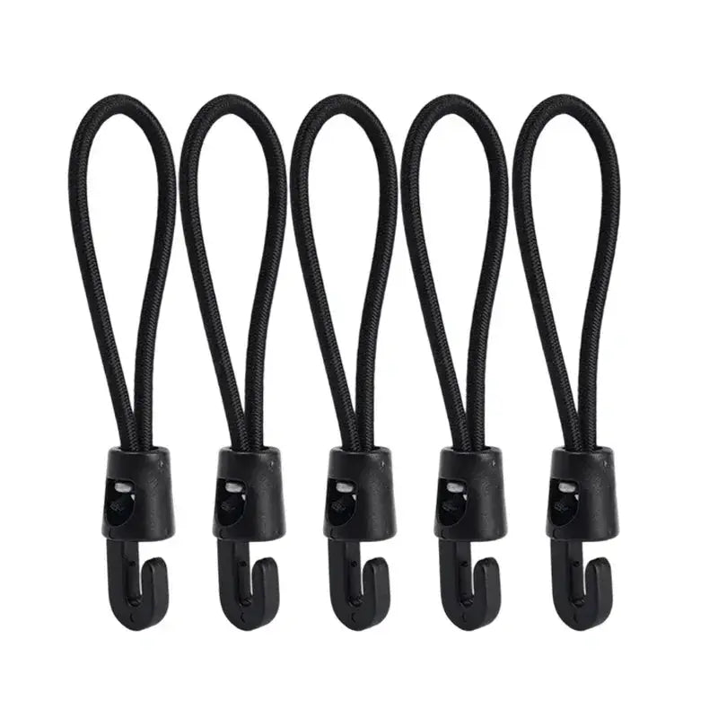 Bungee cords with hooks by Simples Market, five-pack, black