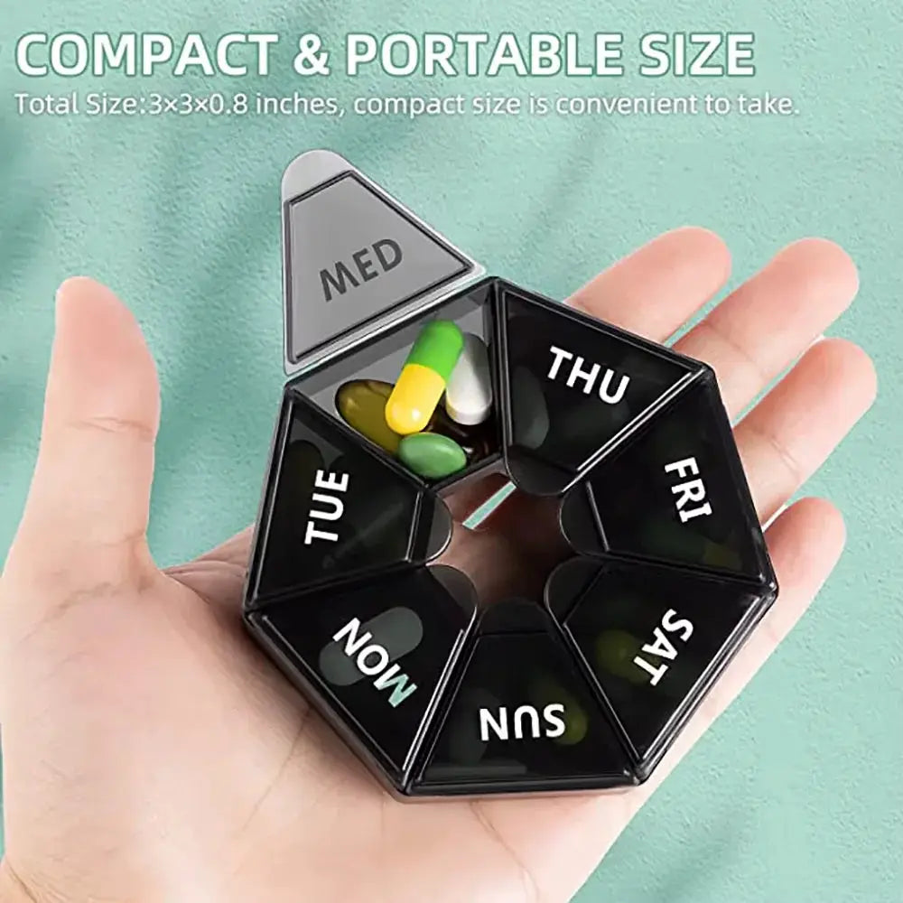 2 Or 4 Pack Seven Day Pill Organizer Travel Portable Medicine Dispenser With Seven Compartments
