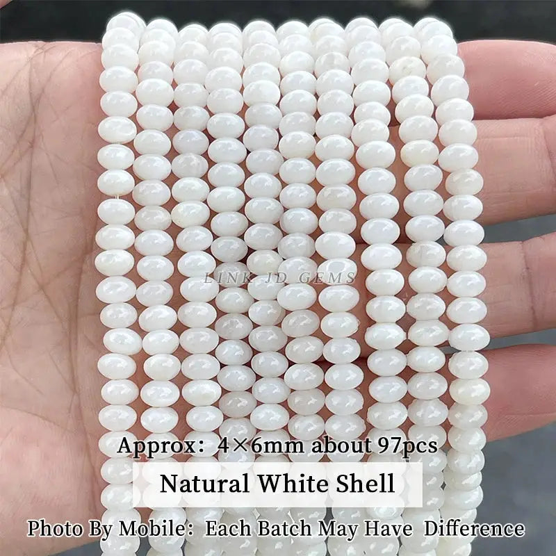 Natural white shell beads, irregular smooth 4x6mm spacer beads, about 97 pcs on multiple strands for jewelry making