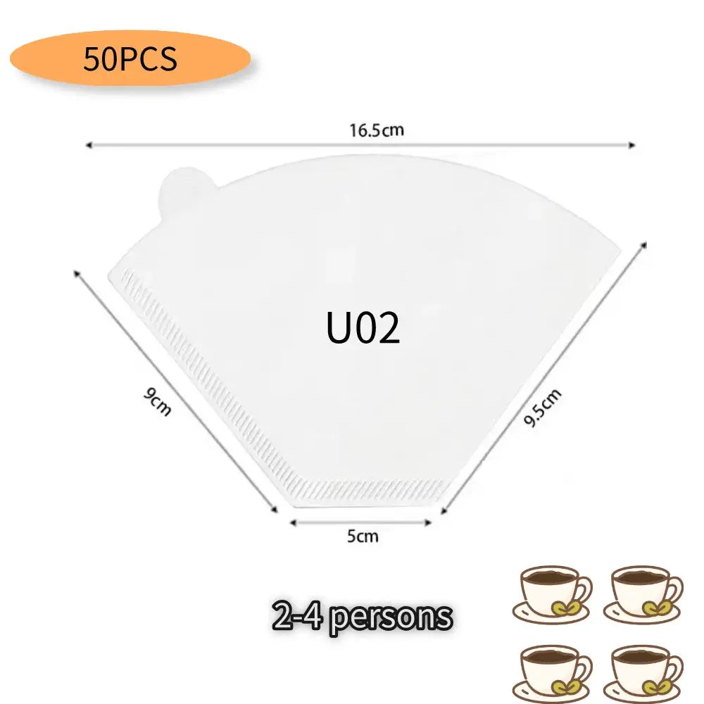 U-Shaped Disposable Coffee Filter Paper Bags Eco Friendly Hourglass Design For Optimal Coffee Extraction