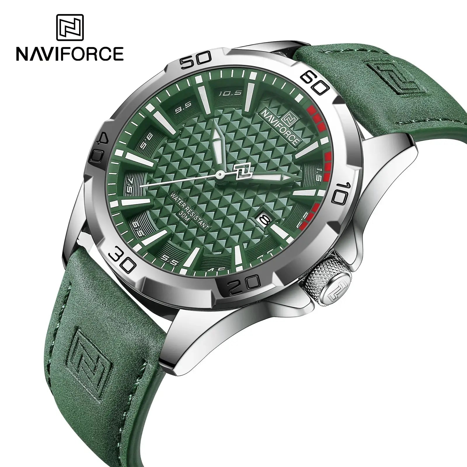 Naviforce Men Quartz Watch With Leather Strap Casual Sport Timepiece Water Resistant For Everyday Wear