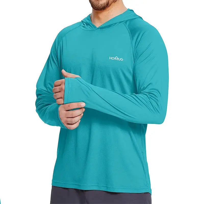 Men's UPF50 Plus Performance T Shirt Hoodie Long Sleeve Sun Protection Quick Dry for Running Fishing Casual Wear