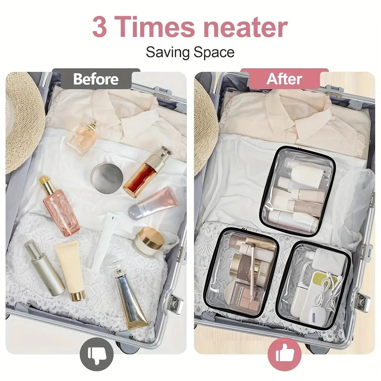 TravelMate Large Capacity Cosmetic Bag Waterproof PVC Organizer For Daily Use And Travel