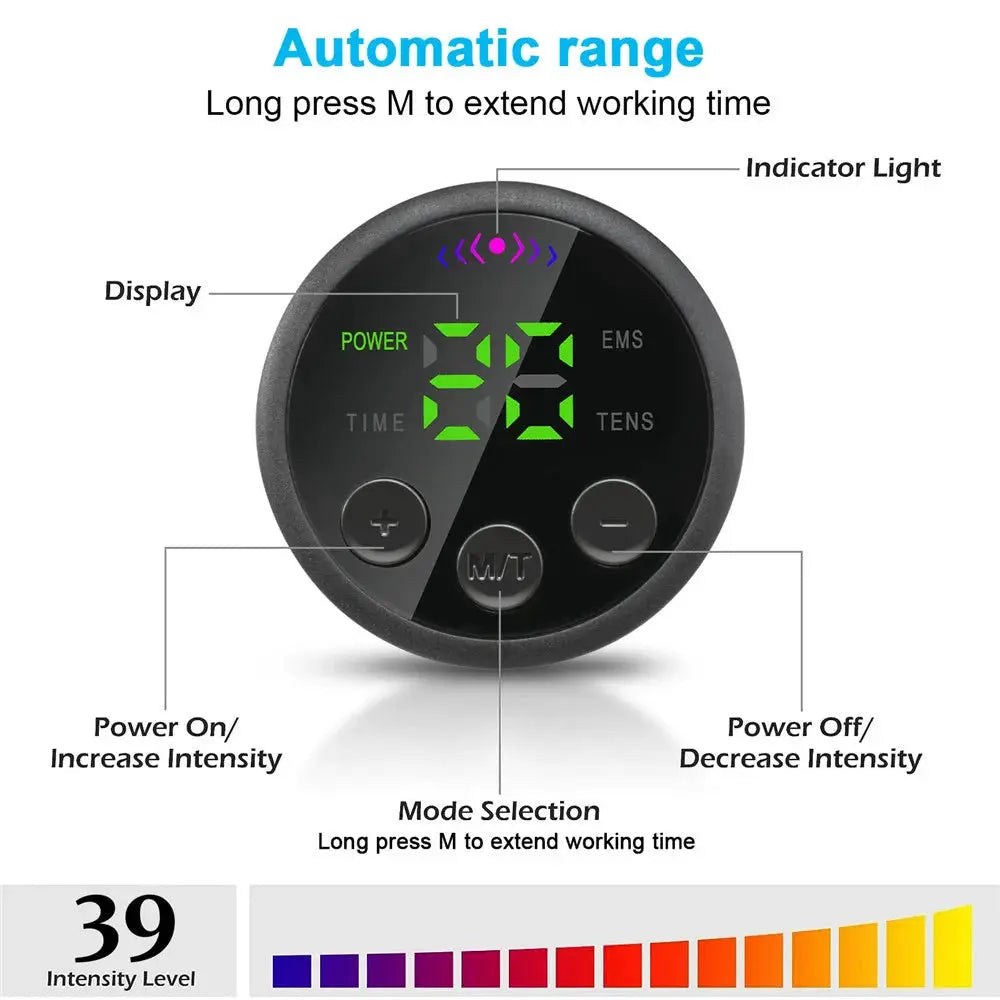 Simples Market EMS Belt Massage Set, abdominal fitness device with round digital display and control buttons