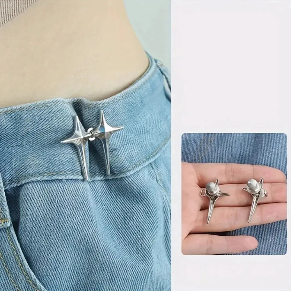 StarWear Star Shaped Waist Buckle Decorative Detachable Buttons No Sew Waist Adjustment Quick Easy Fit Zinc Alloy