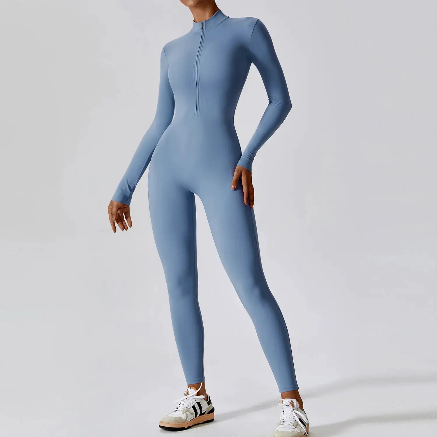 ZenMove Yoga Boilersuit For Women Long Sleeve Zipper Jumpsuit Skin Tight Fit Breathable Quick Dry Nylon Elastane
